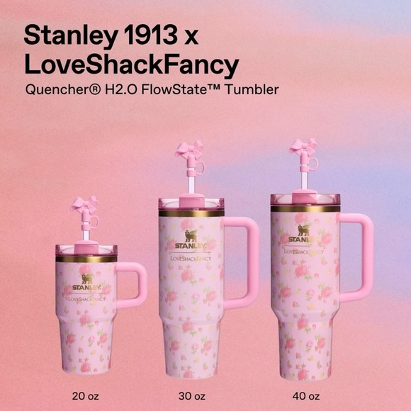 NWT Stanley 1913 x LoveShackFancy H2.0 FlowState Quencher in Ibiza Sunset - 40oz - Picture 3 of 14